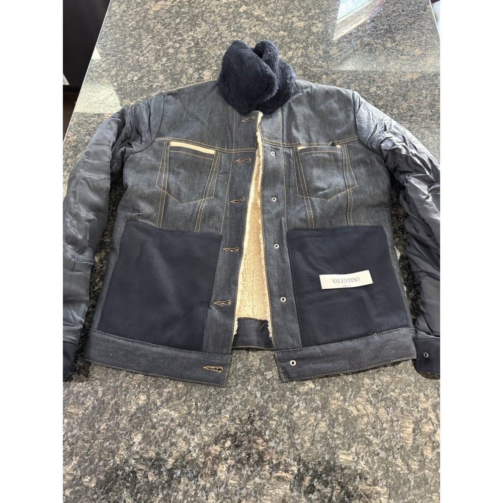 Valentino Men's Sherpa & Denim Trucker‎ Jacket. NWT Size 48 $4799